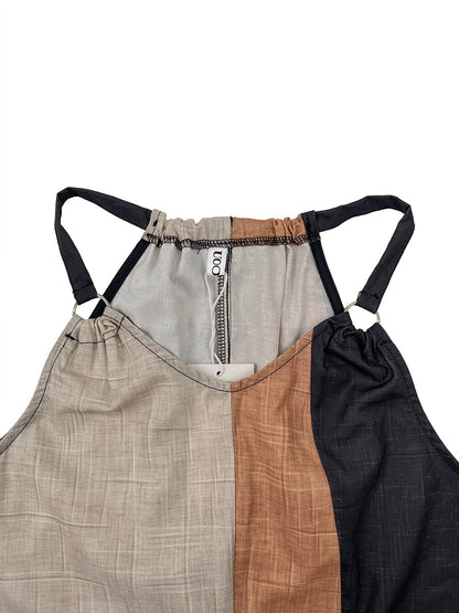 Soraya | Maxi abito asimmetrico con color block a contrasto e stampa leopardata